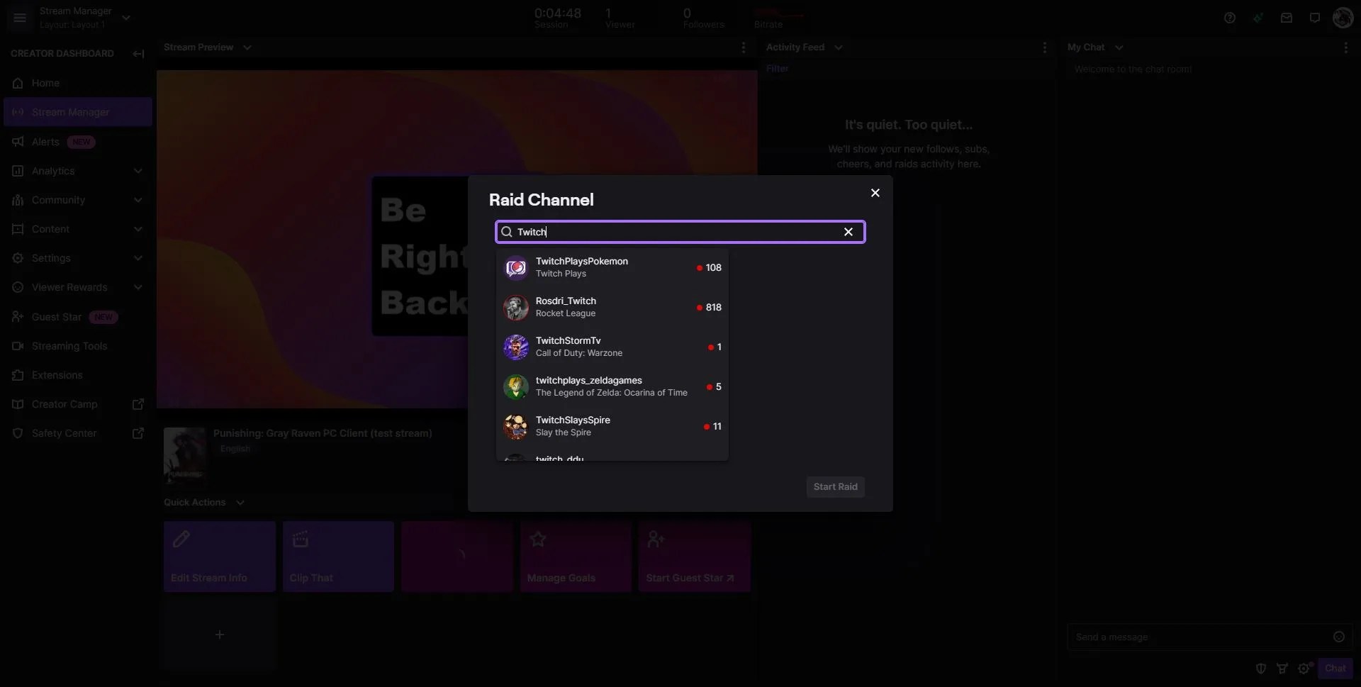 How to raid on Twitch