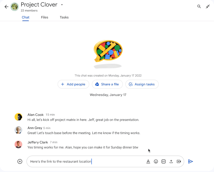Google Chat introduce hipervínculos en los chats y espacios Universo