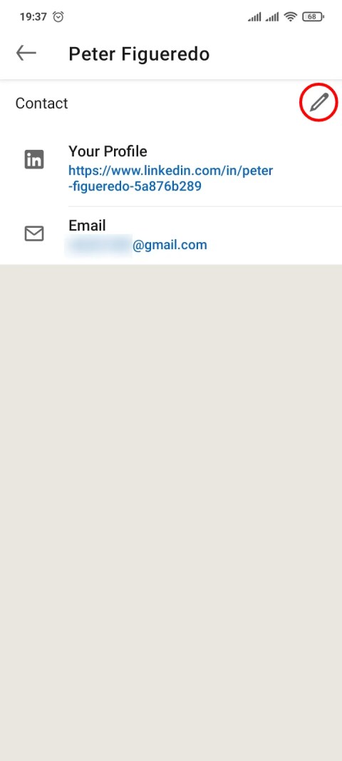 Tap the Edit icon in the upper right corner to edit your contact information.