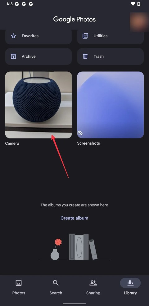 Choosing a photo in Google Photos app