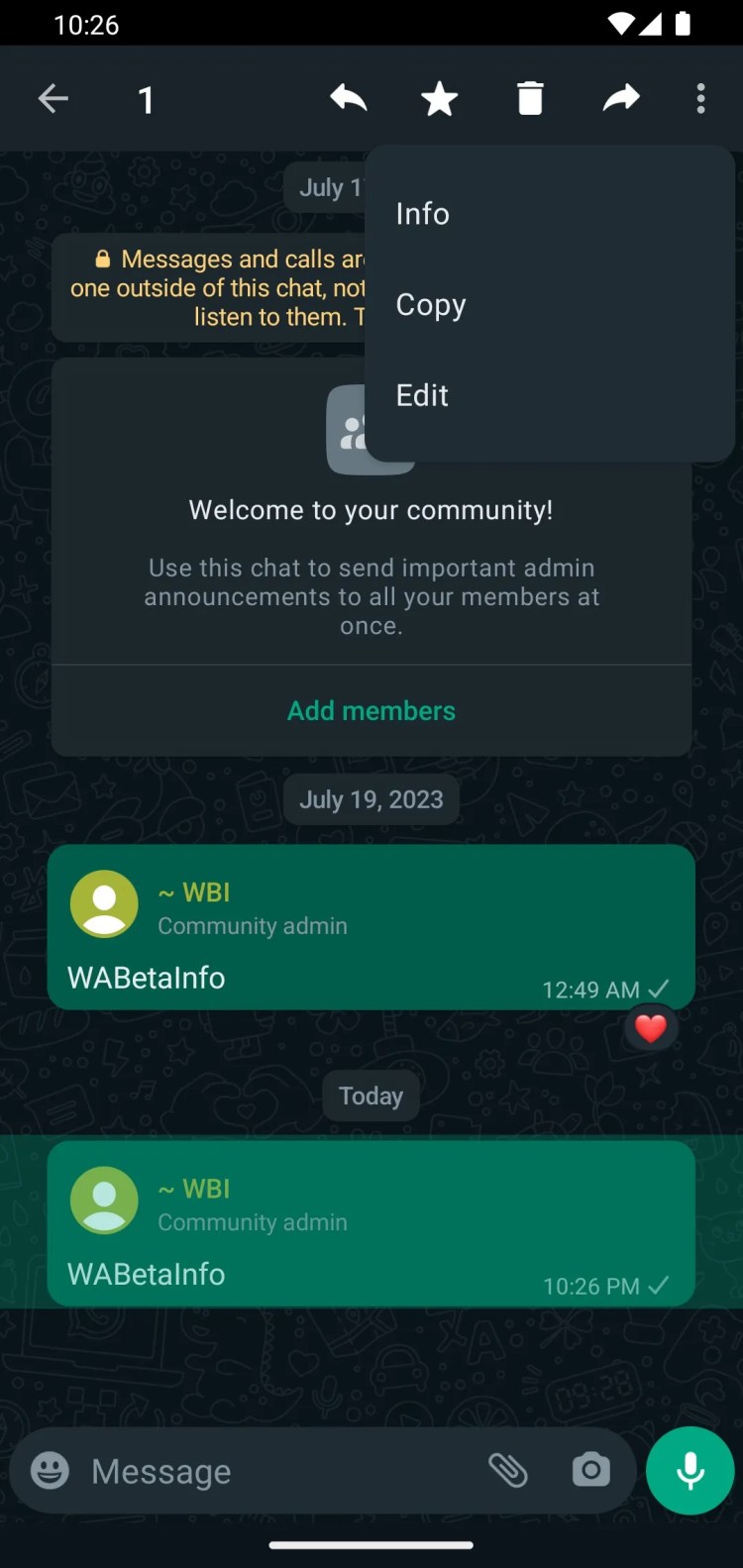 WhtsApp Communities Message Editing Beta WABI