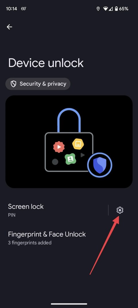 Android 14 Device unlock page screenshot
