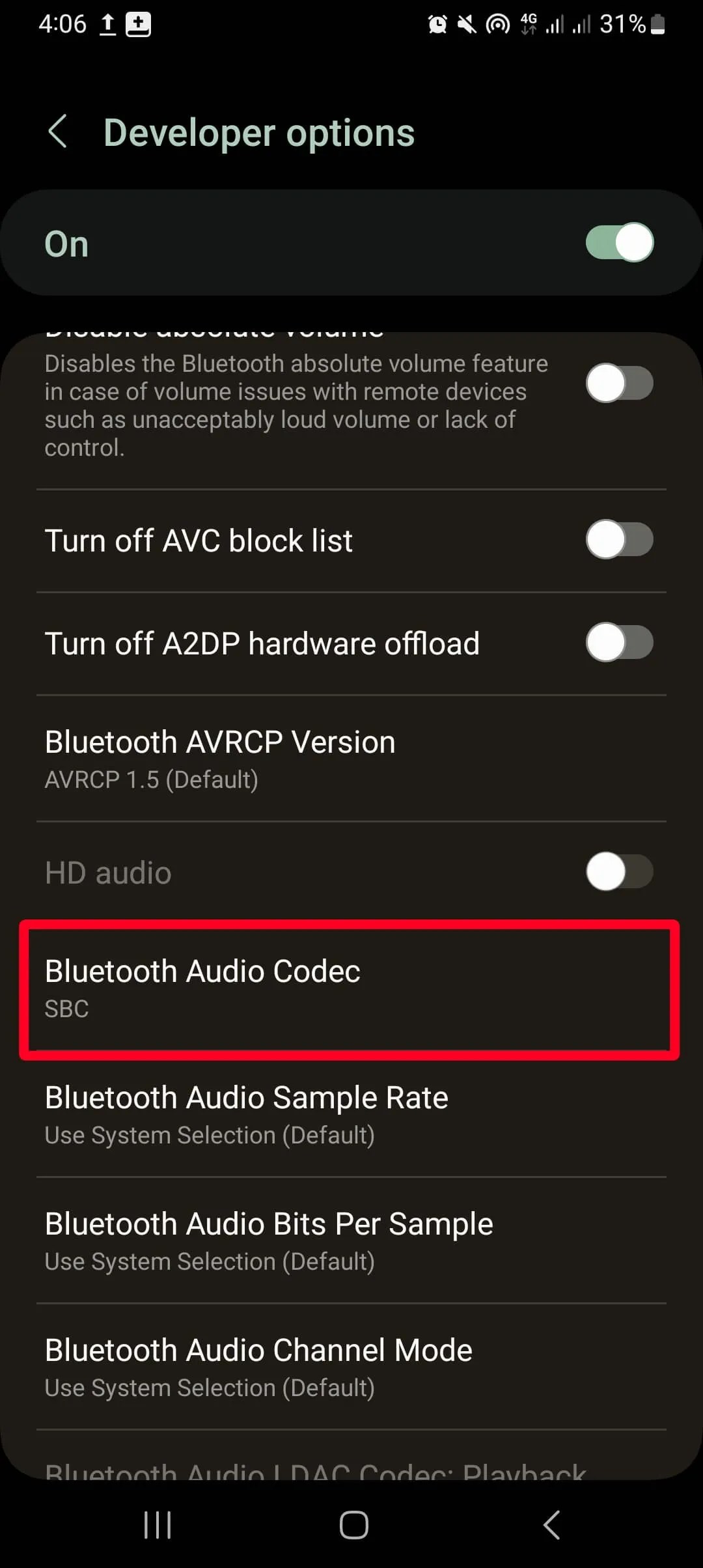How to change Bluetooth codecs