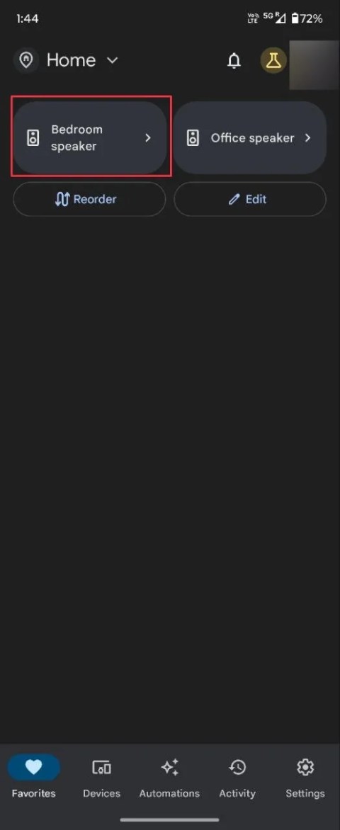 Google Home homepage screenshot showing Google Nest device