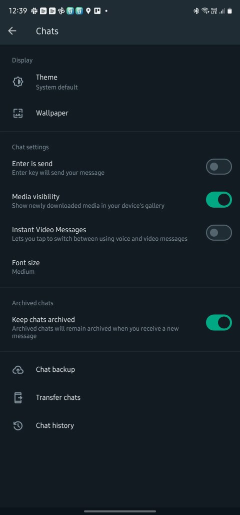 WhatsApp disable instant video messages toggle
