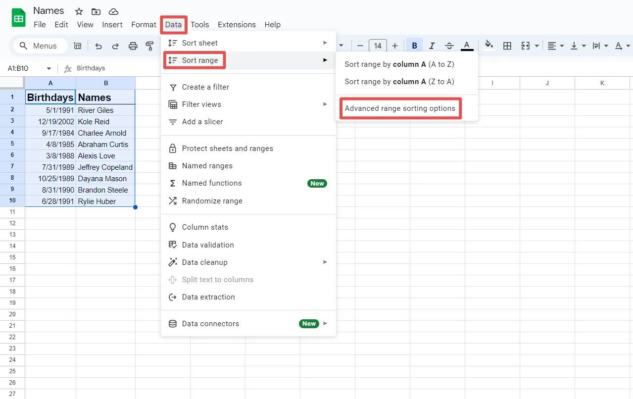 Google Sheets How to sort your data by date