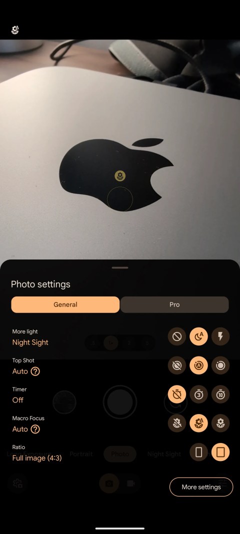 Macro Focus setting in Google Camera on Pixel 8 Pro