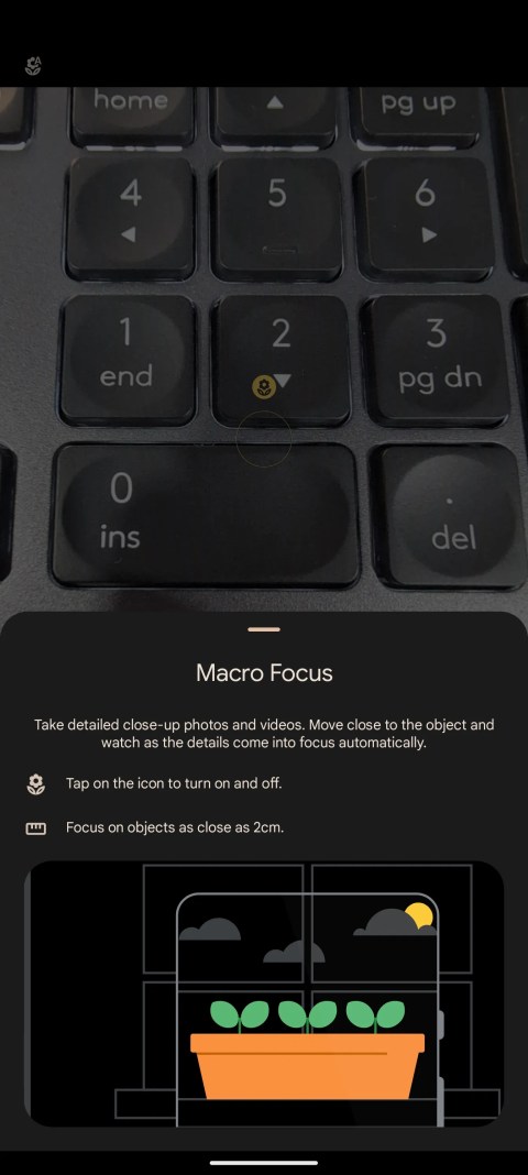 Google Pixel 8: Macro Focus pop-up