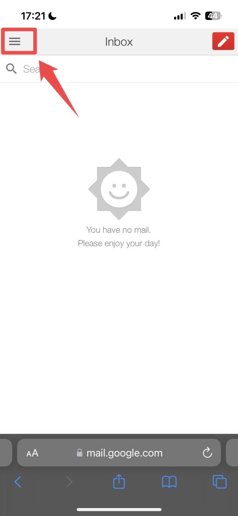 Gmail home page on the iPhone web app