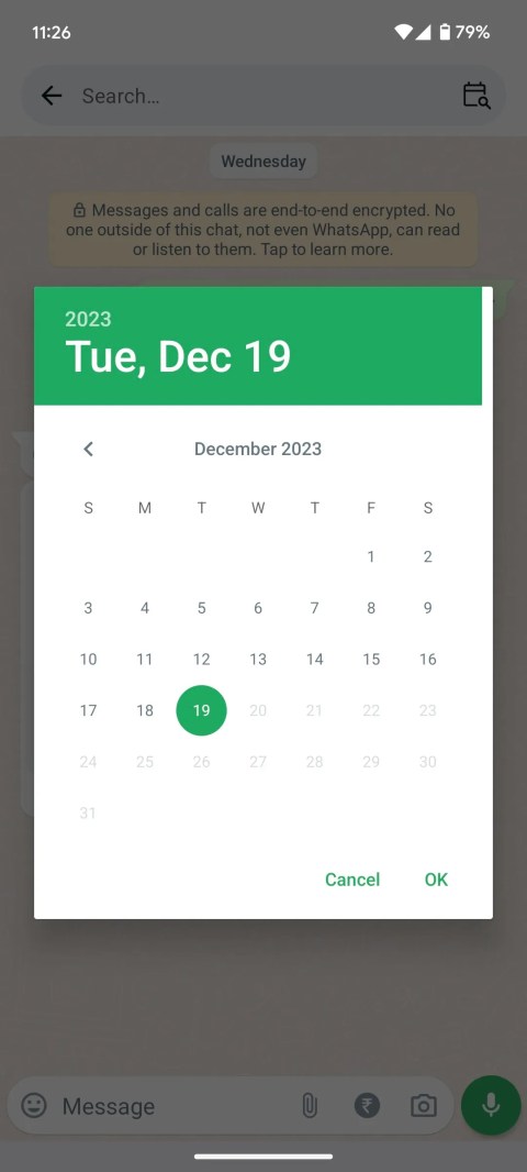 WhatsApp Beta Android Calendar Search