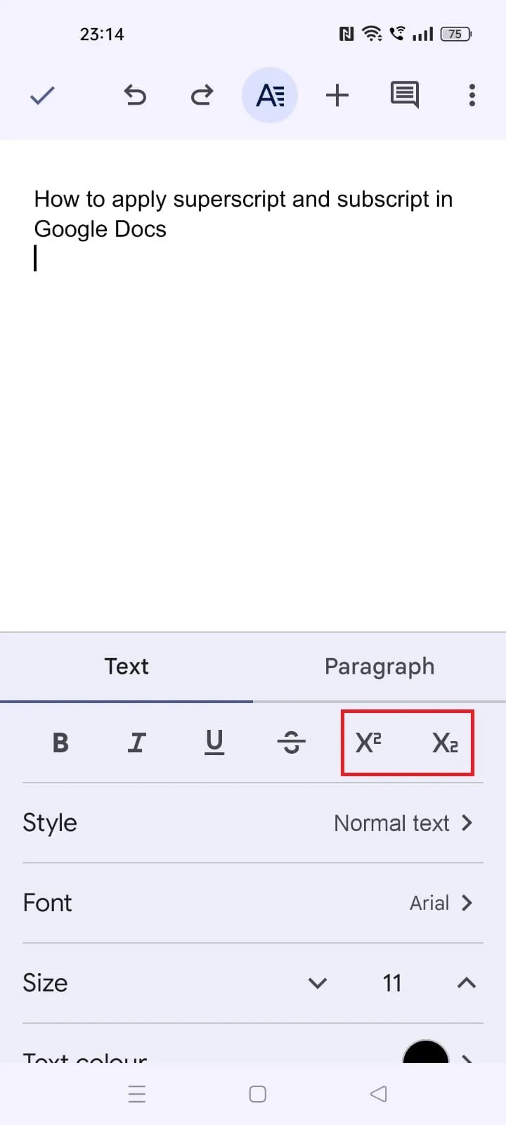 Google Docs Apply subscripts and superscripts to your document