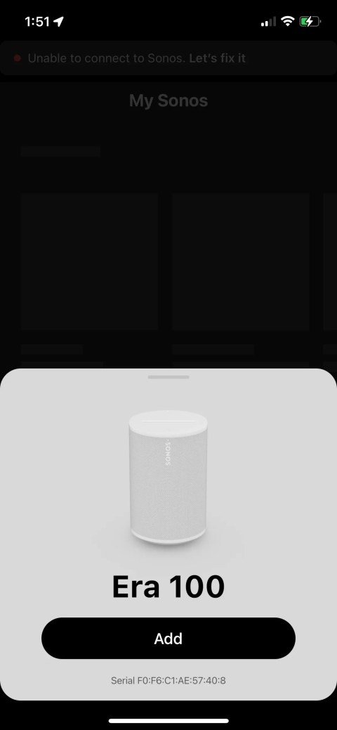 The Sonos Era 100 being added to the Sonos S2 app