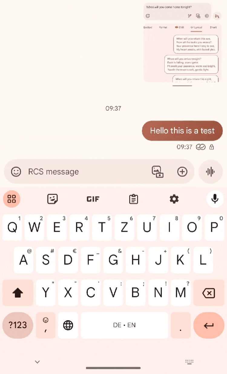 Animation of double tapping to react in Google Messages