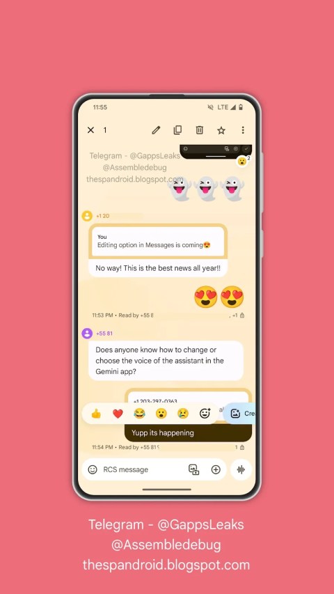 Editing a sent message in Google Messages