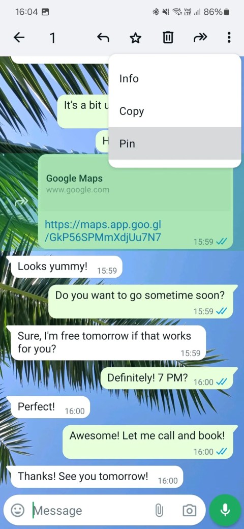 Screenshot of the WhatsApp application on Android showing the overflow menu