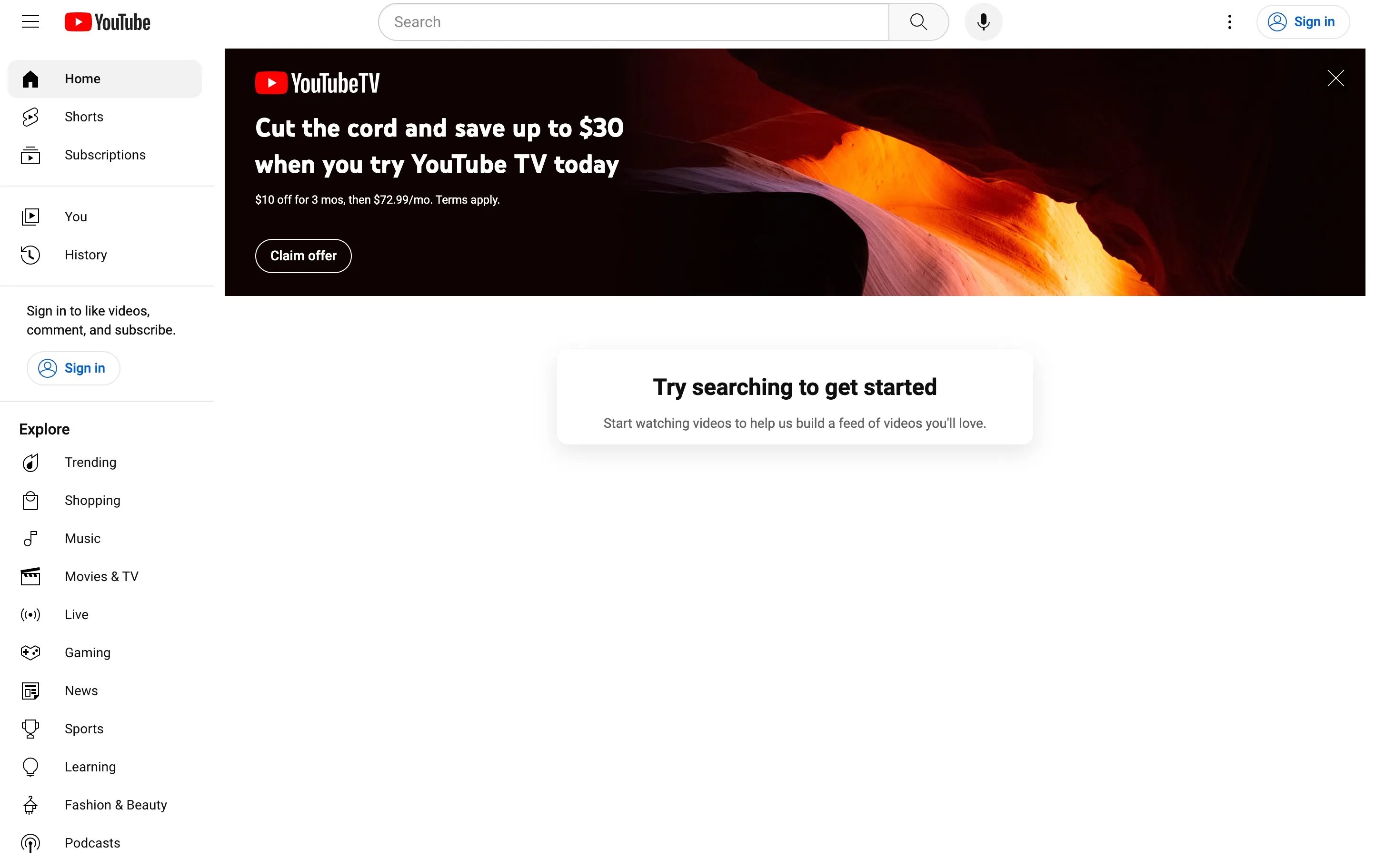 YouTube stops showing when you’re not logged in