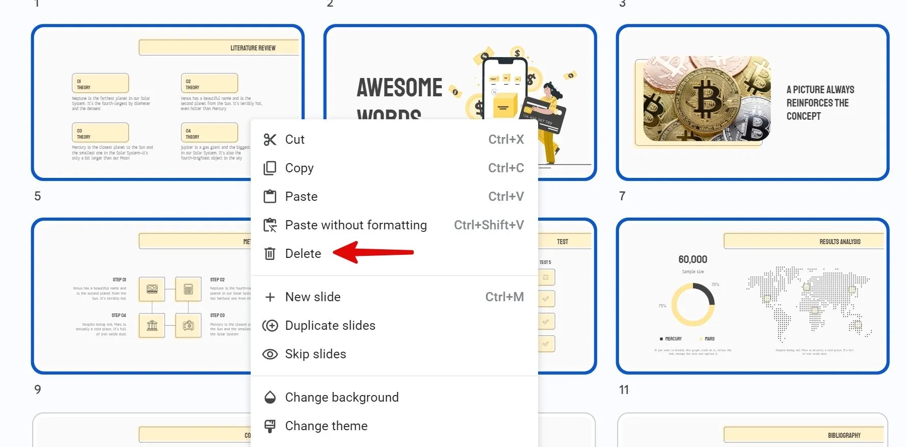 Google Slides How to delete a slide in your presentation