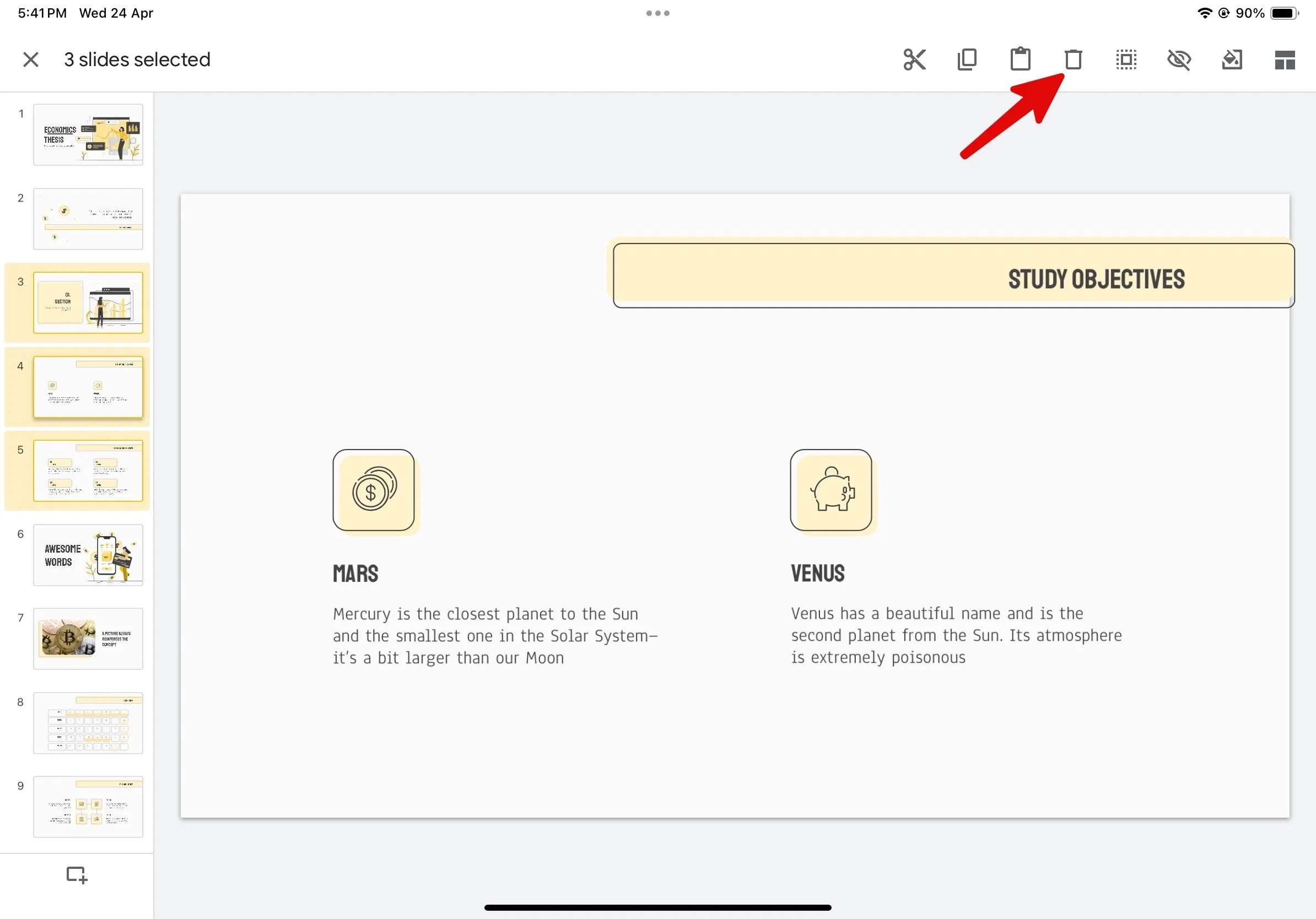 Google Slides How to delete a slide in your presentation