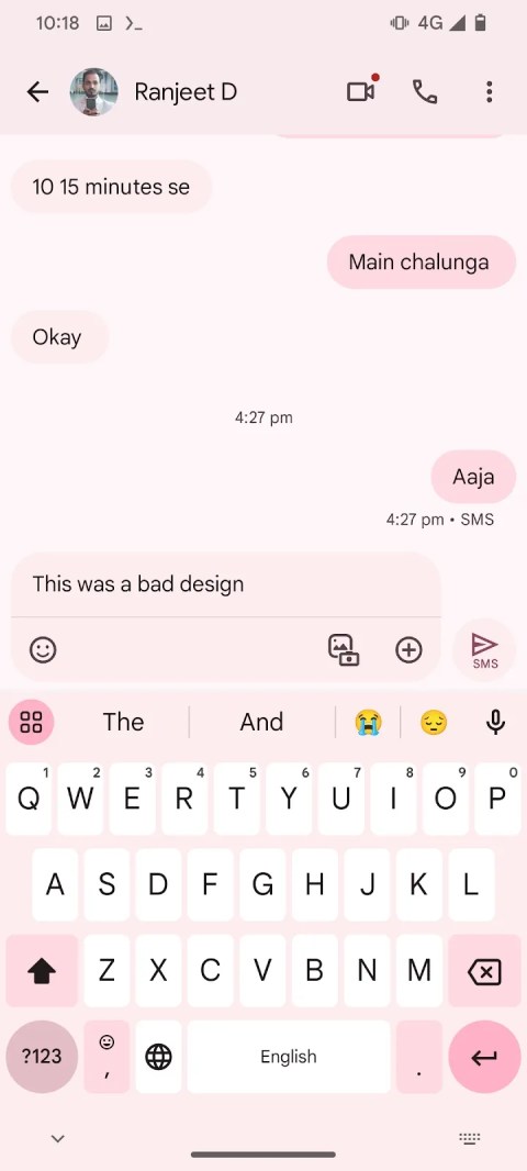 Google Messages Text Field Design Current
