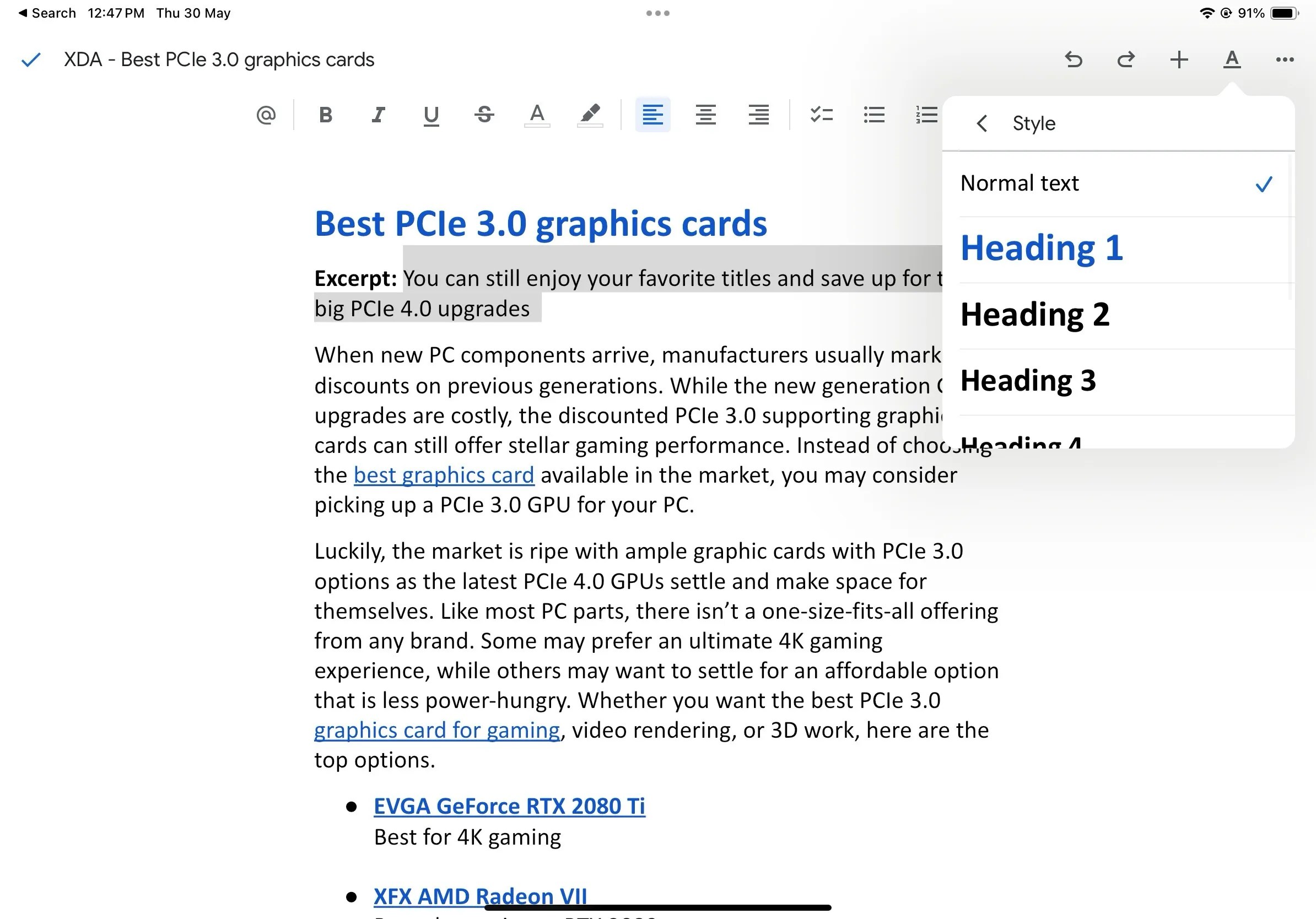 Google Docs How to create an outline