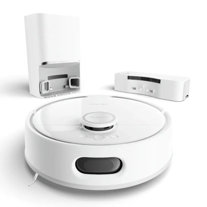switchbot s10 robot vacuum on a white background