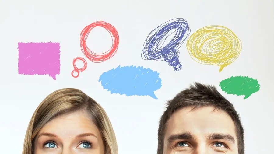 woman and man thinking