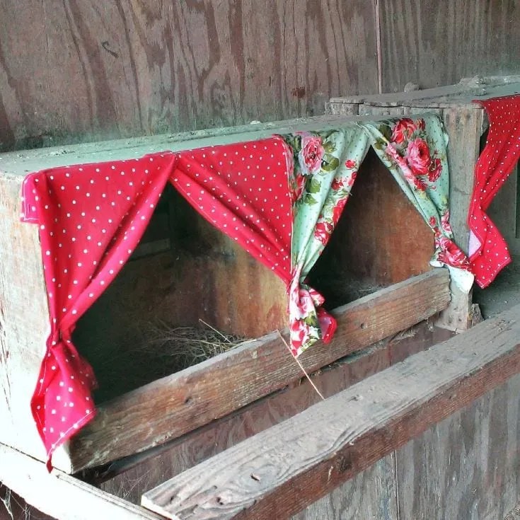 Rustic Nesting Boxes with curtains