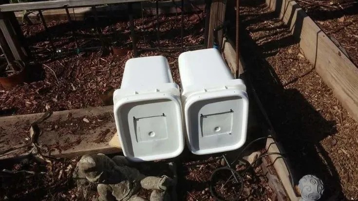 Bucket Nesting Boxes on the ground