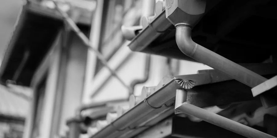 Rain gutters outside a building.