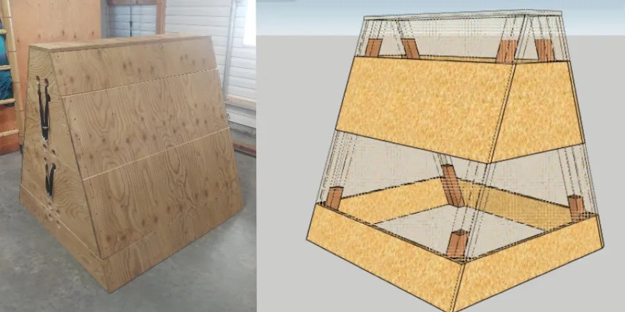 Finished parkour plinth and base design mockup of plinth showing interior