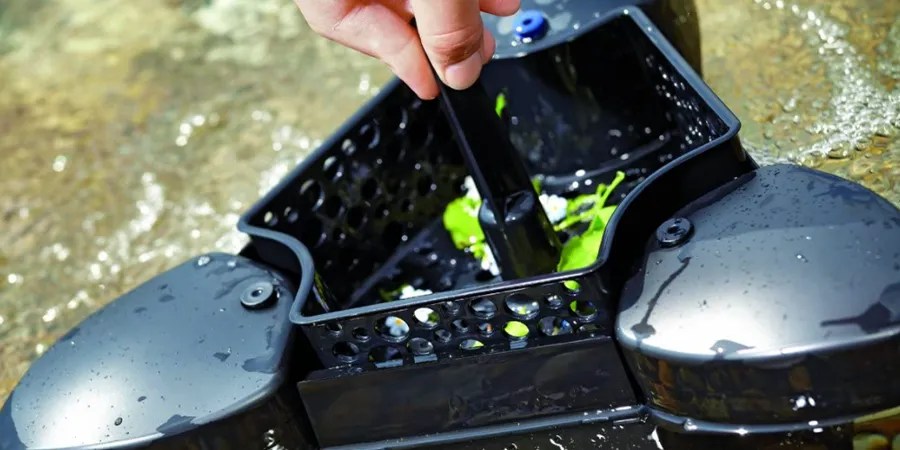 Skimmer installation in the pond