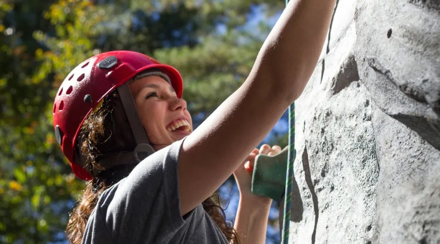 woman rock climbing