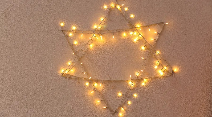 Star of David Made from Garland on Wall
