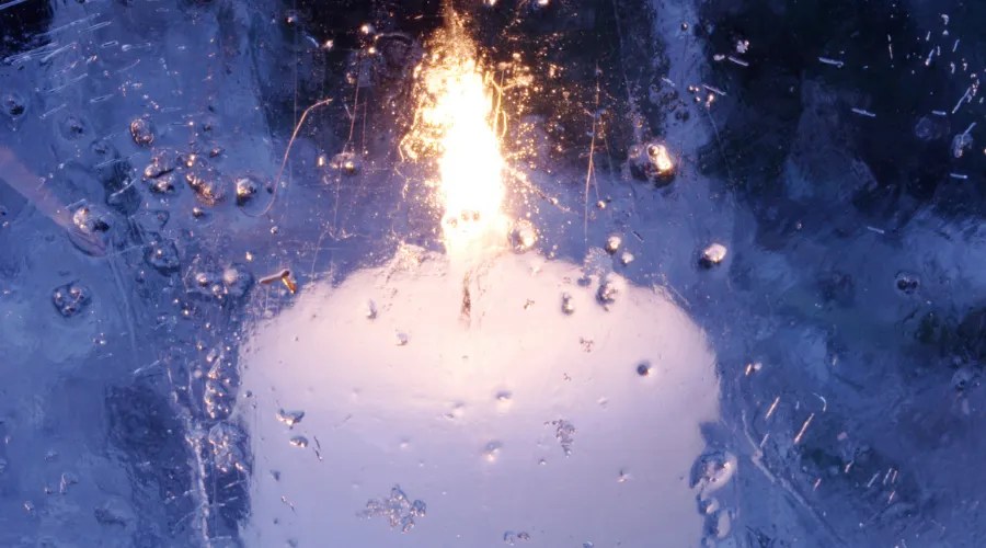 Candle through ice