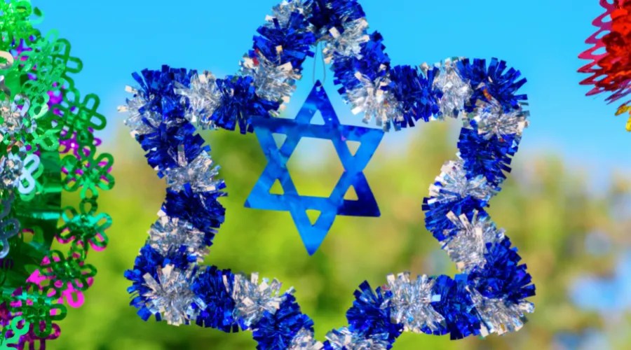 Traditional jewish sukkot holiday decoration