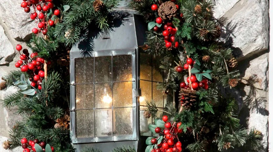 Christmas Wreath around Light