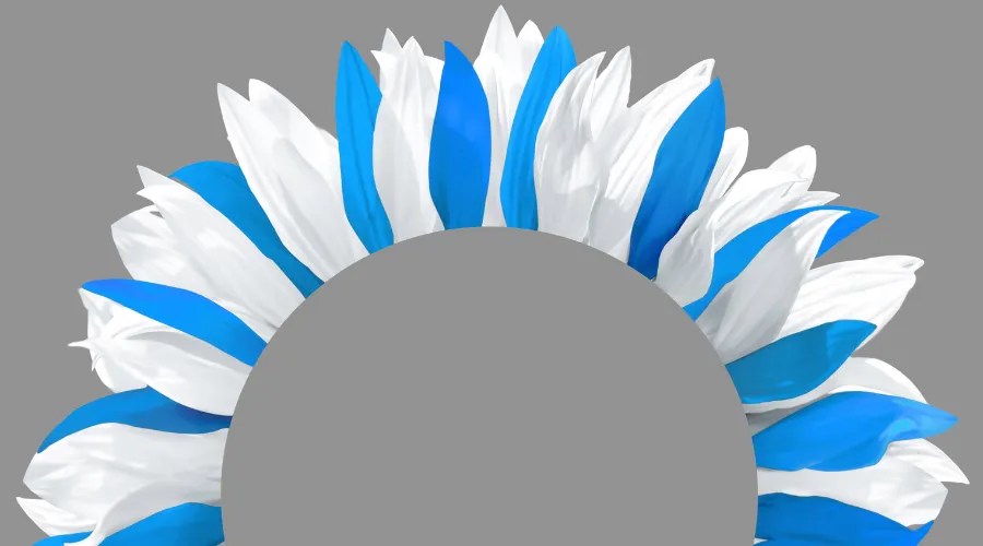 Wreath made of white, blue petals