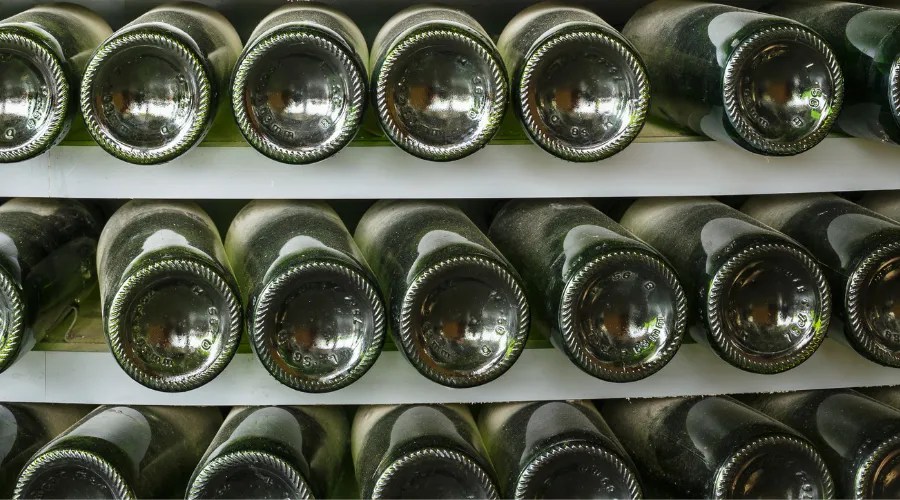 Stack of glass bottle