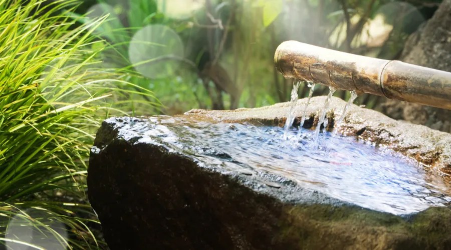 Traditional Bamboo Fountain in Japan