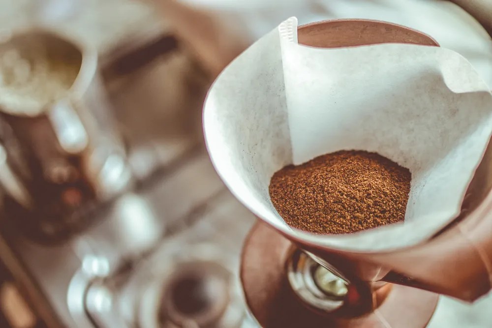 Coffee on strainer