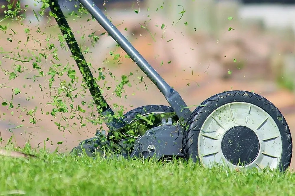 Mowing lawn