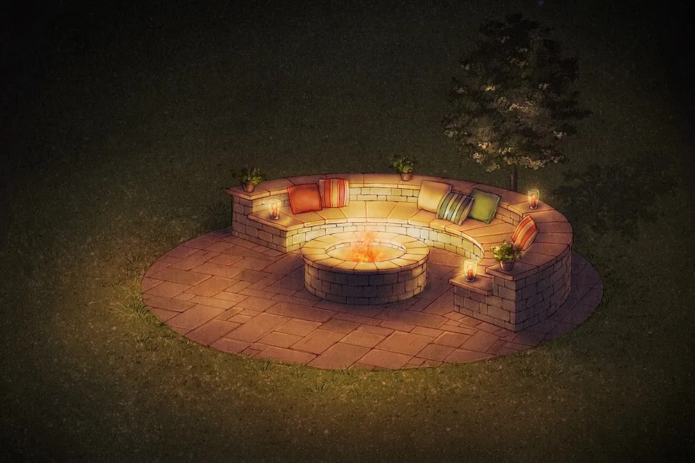 Cushoned seating with throw pillows