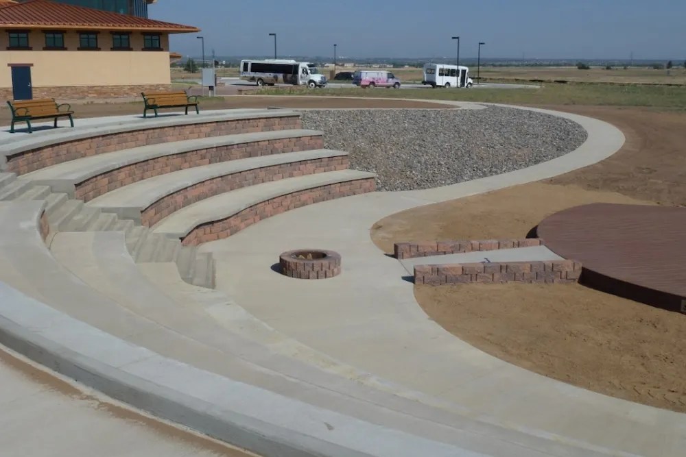 staggered fire pit seating area