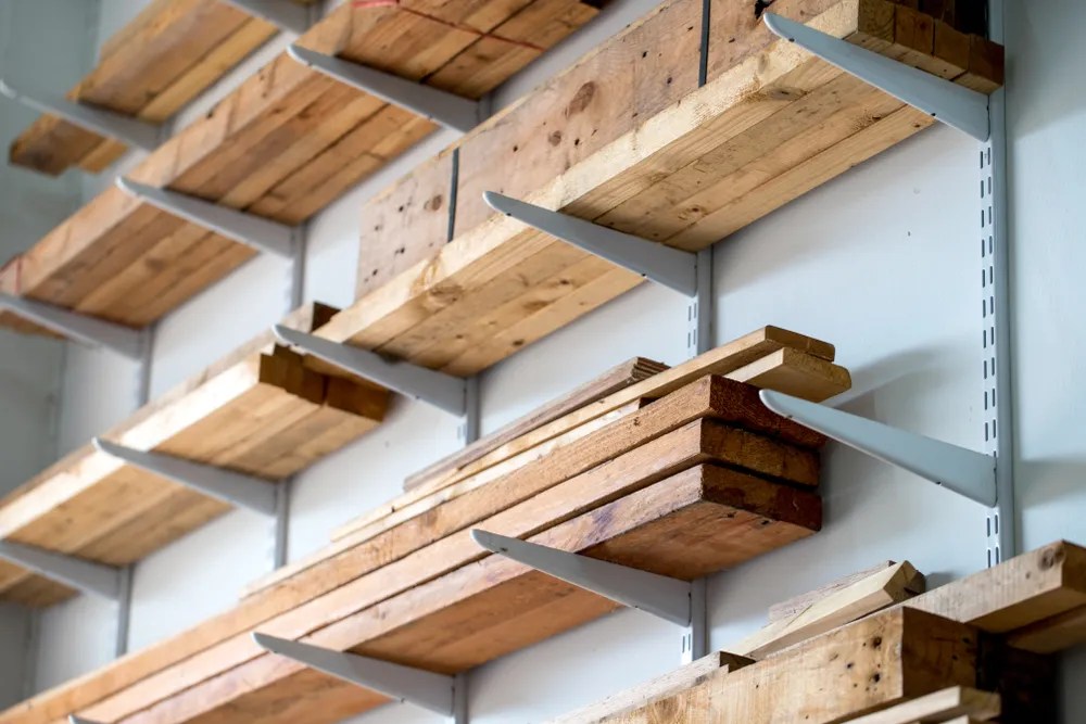 Making some cantilever garage shelves to mount high up on the wall