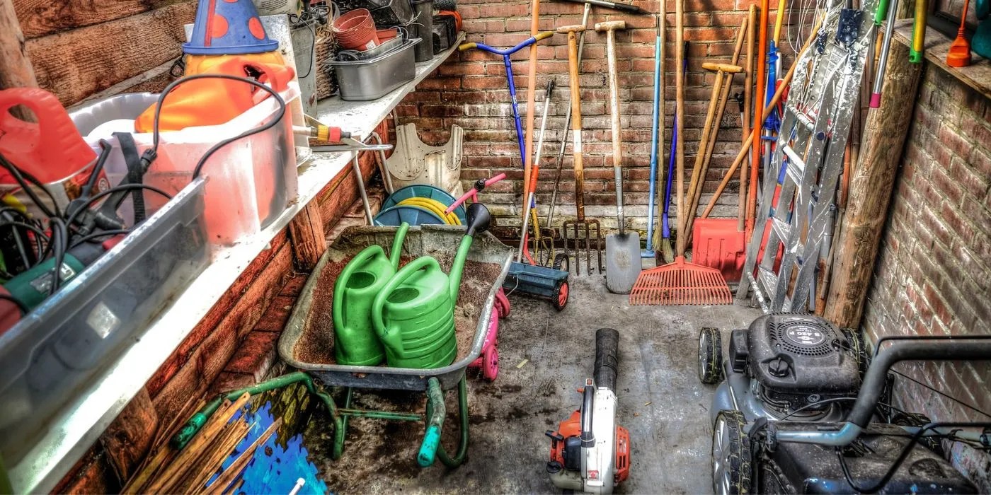 Clutter in a garden shed