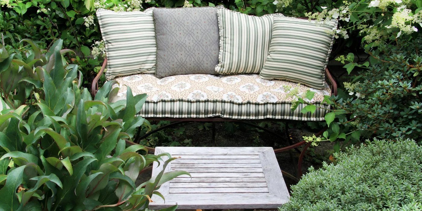 Garden reading area with table