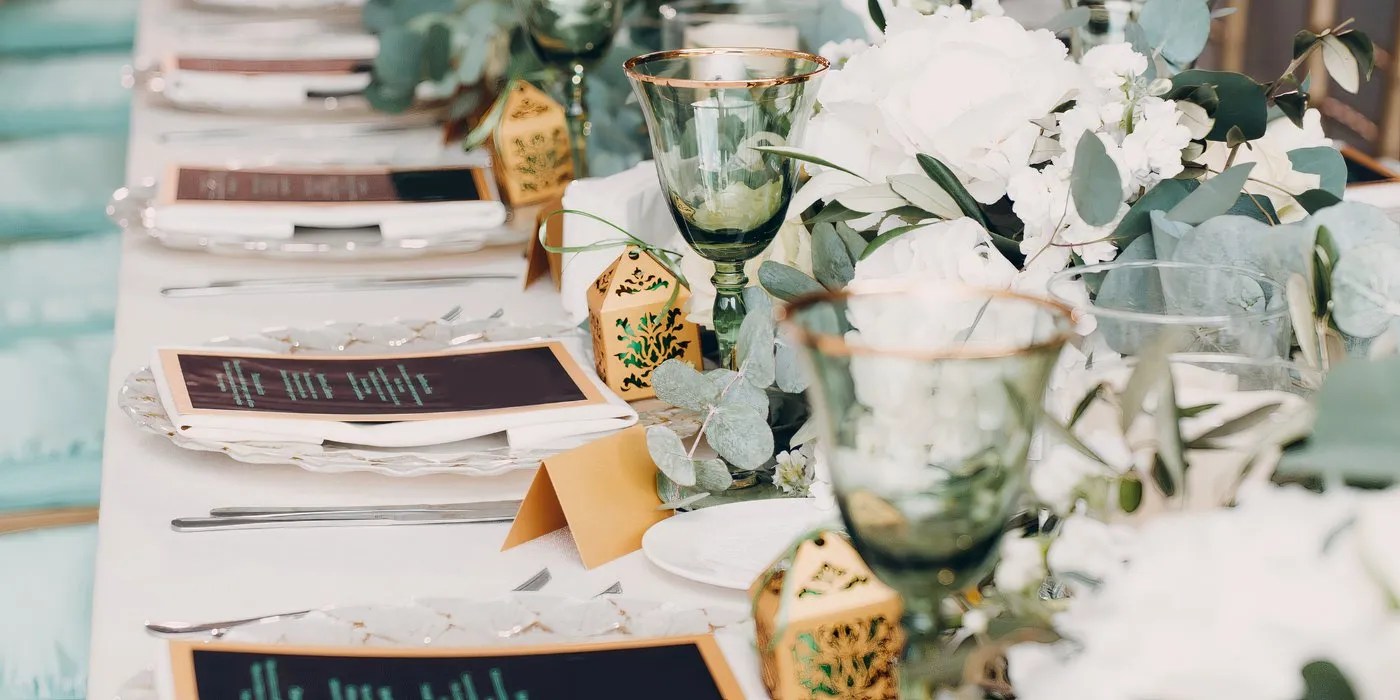 Table with flower decor