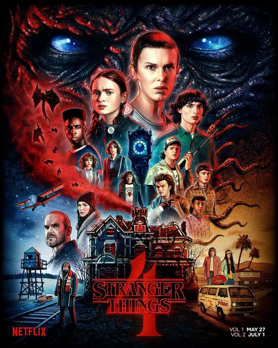 Stranger Things Season 4 Ensemble Poster Pays Homage to '80s Horror Movies