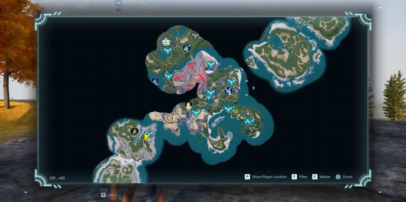 Map showing fast travel points in Palworld