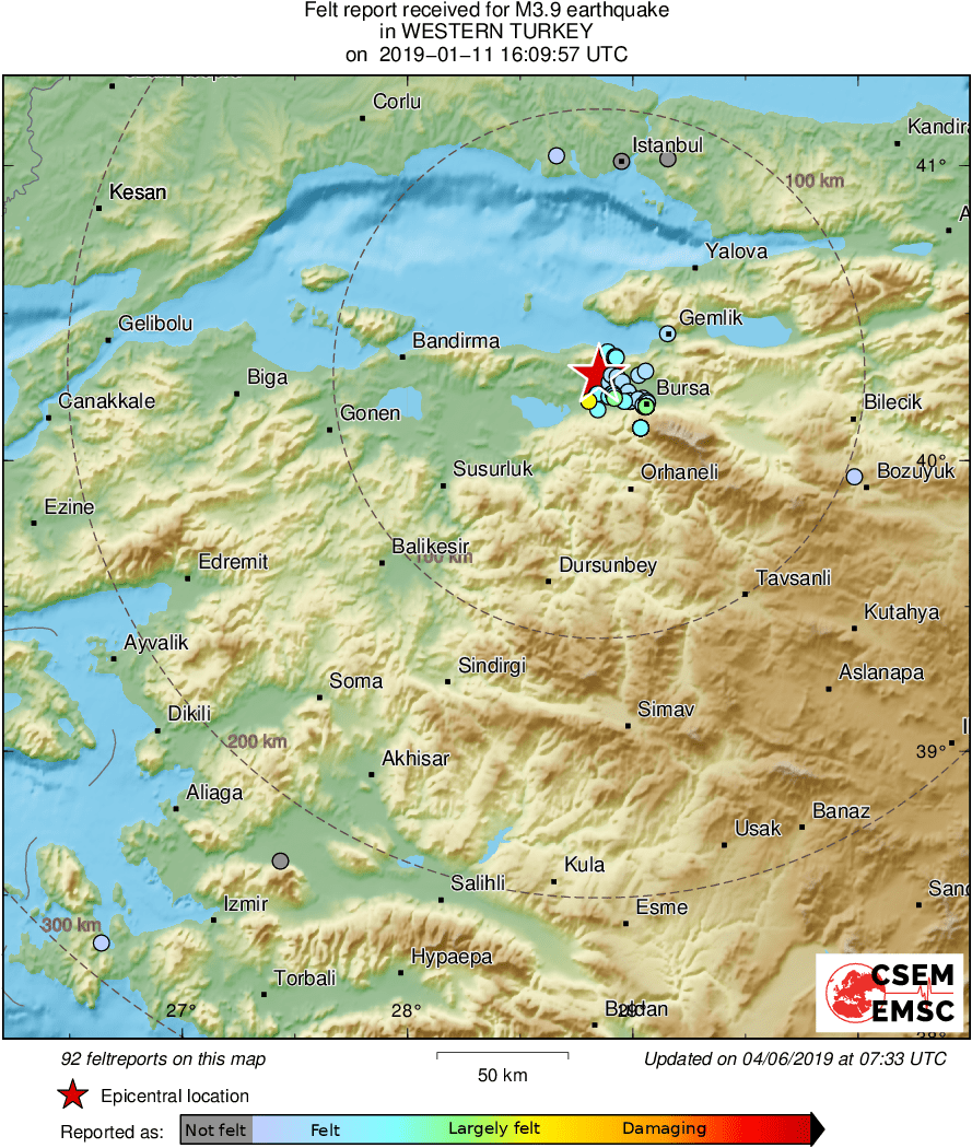 Kaart West Turkije 20190111 ML 3.9 WESTERN TURKEY